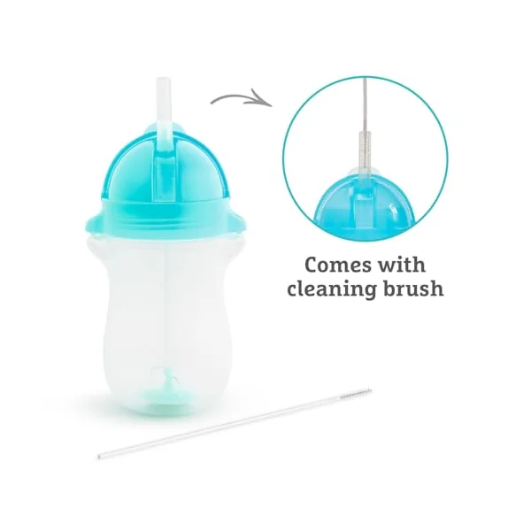 Munchkin 2 Pack Tip&Sip Toddler Weighted Straw Cups | 296ml | Green/Blue