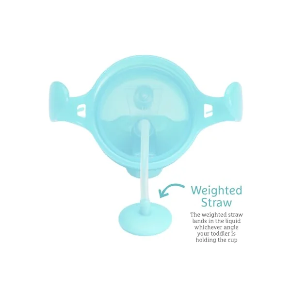Munchkin 2 Pack Tip&Sip Toddler Weighted Straw Cups | 296ml | Green/Blue