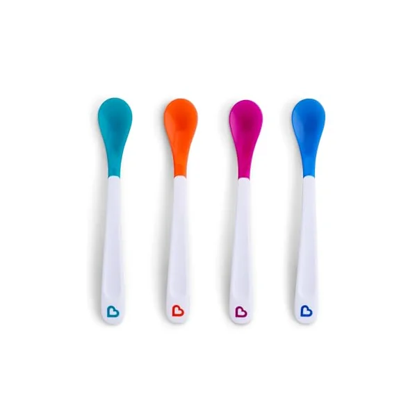 Munchkin 4 Pack White Hot Toddler & Baby Spoons | Heat Alert | Baby Feeding