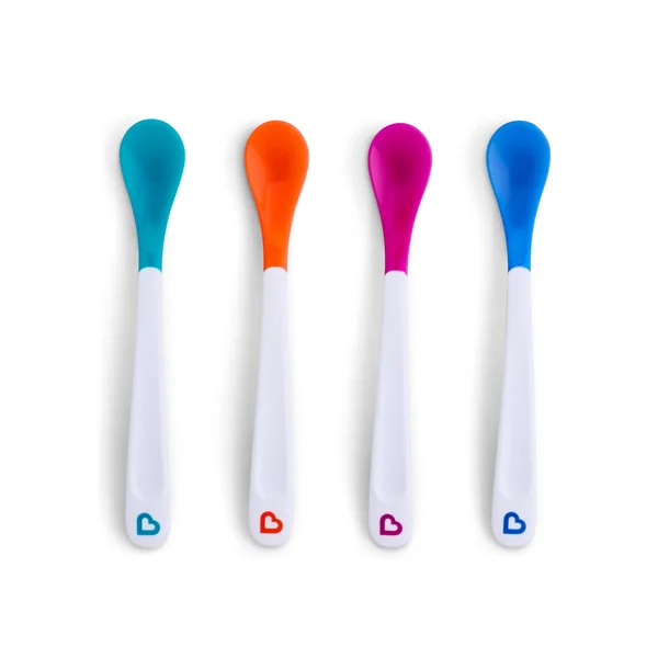 Munchkin 4 Pack White Hot Toddler & Baby Spoons | Heat Alert | Baby Feeding