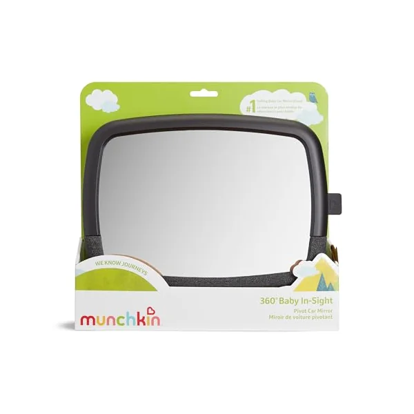 Munchkin Brica 360 Pivot Baby in-Sight Wide-Angle Adjustable Car Mirror, Crash Tested & Shatter Resistant, Black