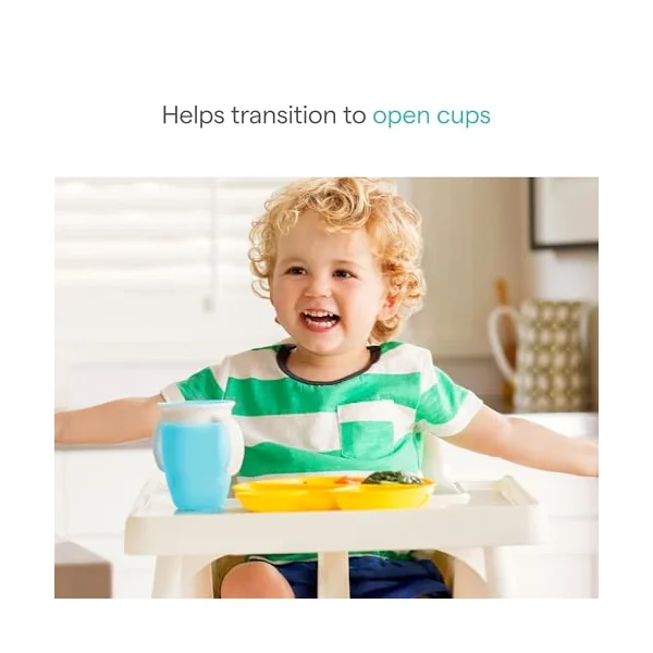Munchkin Miracle 360 Trainer Cup, Green/Blue, 7 Ounce, 2 Count * Waterproof Labels Included to Personalise Your Little One's Cup*