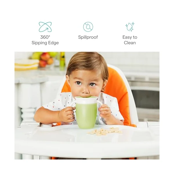 Munchkin Miracle 360 Trainer Cup, Green/Blue, 7 Ounce, 2 Count * Waterproof Labels Included to Personalise Your Little One's Cup*