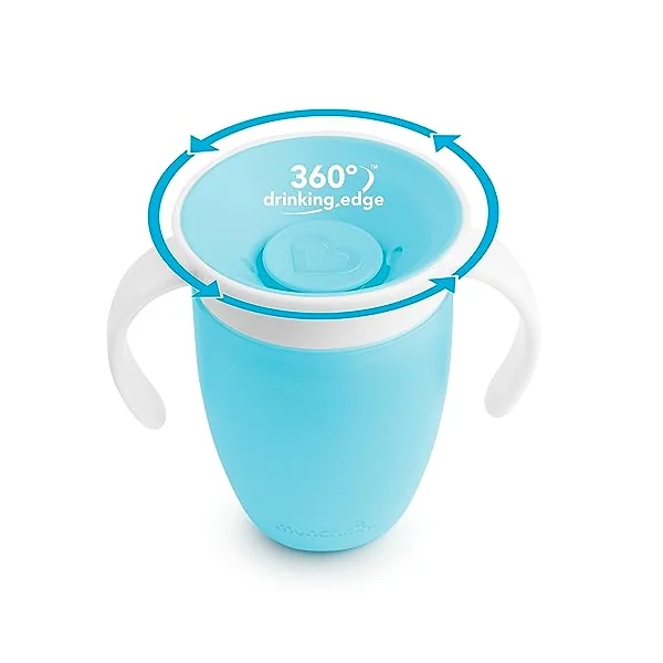 Munchkin Miracle 360 Trainer Cup, Green/Blue, 7 Ounce, 2 Count * Waterproof Labels Included to Personalise Your Little One's Cup*