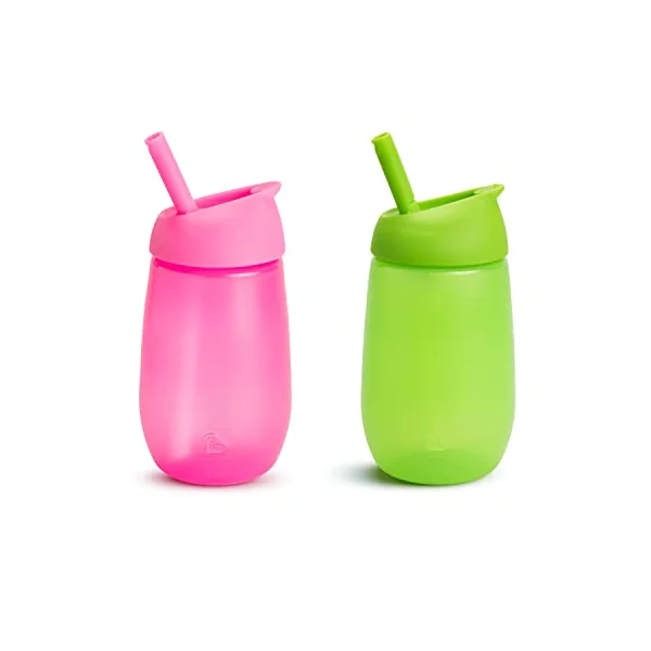 Munchkin Simple Clean Straw Cup, 10oz/296ml, 2 Pack, Green/Pink & Snack Catcher for Toddlers, Baby Snack, Pink/Purple, 2 Pack