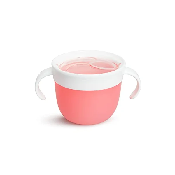 Munchkin Simple Clean Straw Cup, 10oz/296ml, 2 Pack, Green/Pink & Snack Catcher for Toddlers, Baby Snack, Pink/Purple, 2 Pack