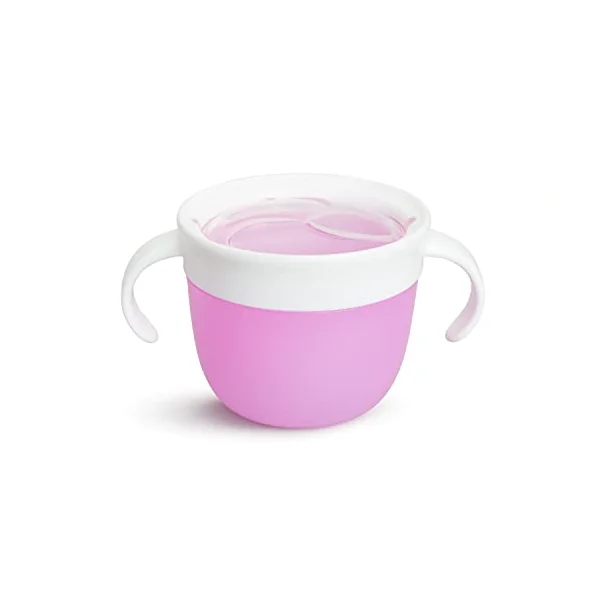 Munchkin Simple Clean Straw Cup, 10oz/296ml, 2 Pack, Green/Pink & Snack Catcher for Toddlers, Baby Snack, Pink/Purple, 2 Pack