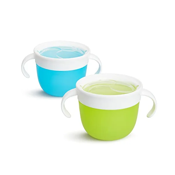 Munchkin Simple Clean Toddler Cup Set with Straw, BPA Free Non Spill Cup, Dishwasher Safe Leakproof Silicone & 2 Piece Snack Catchers, Toddler Snack Box & Baby Weaning Pot