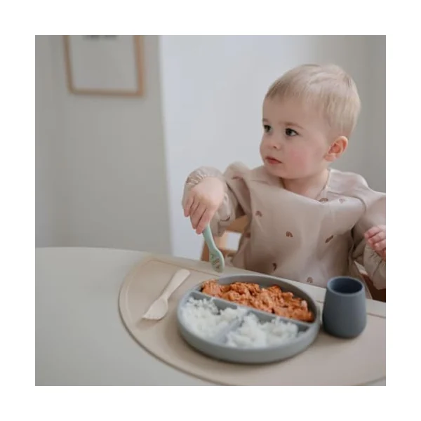 Mushie First Feeding Baby Spoons | BPA-Free Silicone Learning Spoons 2-Pack | Dishwasher Safe Durable Toddler Utensils | Natural/Shifting Sand