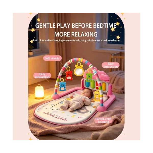 Musical Play Mat Kick And Play Gym Tummy Time Mat Sensory Plaything Gym | Interactive Music Learning Toy, 75*58*40cm, For Crawling Sleep Nursery Bedroom Living Room Home Outdoor Yard Garden