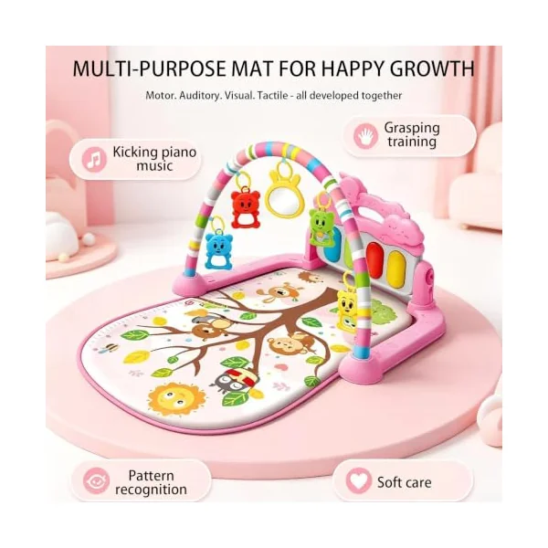 Musical Play Mat Kick And Play Gym Tummy Time Mat Sensory Plaything Gym | Interactive Music Learning Toy, 75*58*40cm, For Crawling Sleep Nursery Bedroom Living Room Home Outdoor Yard Garden