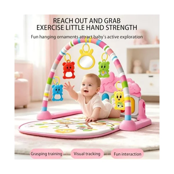 Musical Play Mat Kick And Play Gym Tummy Time Mat Sensory Plaything Gym | Interactive Music Learning Toy, 75*58*40cm, For Crawling Sleep Nursery Bedroom Living Room Home Outdoor Yard Garden