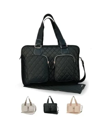 My Babiie Changing Bag Tote - With Insulated Bottle Holder, Portable Changing Mat, Baby Travel Bag, Nappy Messenger Bag, 2 Front Pockets | With Insulated Bottle Holder