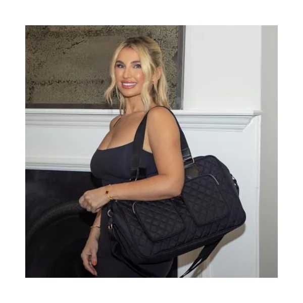 My Babiie Changing Bag Tote - With Insulated Bottle Holder, Portable Changing Mat, Baby Travel Bag, Nappy Messenger Bag, 2 Front Pockets | With Insulated Bottle Holder