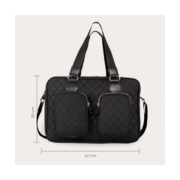 My Babiie Changing Bag Tote - With Insulated Bottle Holder, Portable Changing Mat, Baby Travel Bag, Nappy Messenger Bag, 2 Front Pockets | With Insulated Bottle Holder