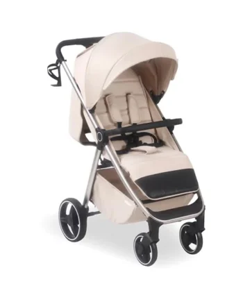 My Babiie MB160 Pushchair – from Birth to 4 Years (22kg), 4-Wheel Suspension, Large Basket, XL Canopy, Foldable, Compact, Stroller with Footmuff, Cup Holder, Rain Cover – Oatmeal