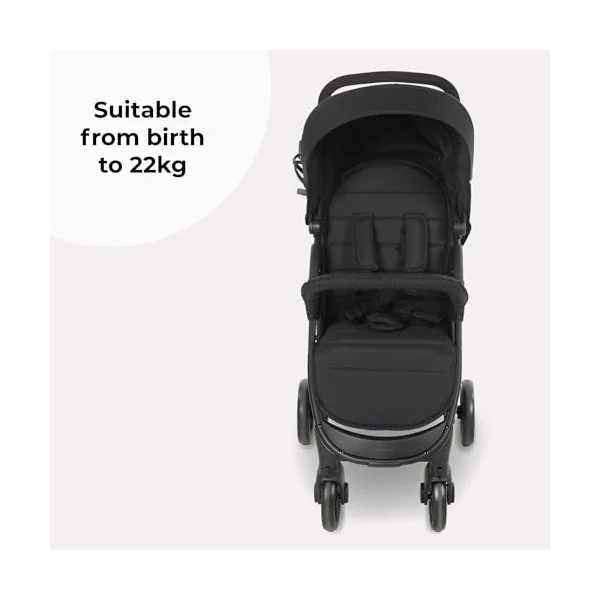 My Babiie MB30 Pushchair – from Birth to 4 Years (22kg), Easy Compact Fold, Large Shopping Basket, Adjustable Handle, Stroller Includes Cup Holder, Rain Cover – Black