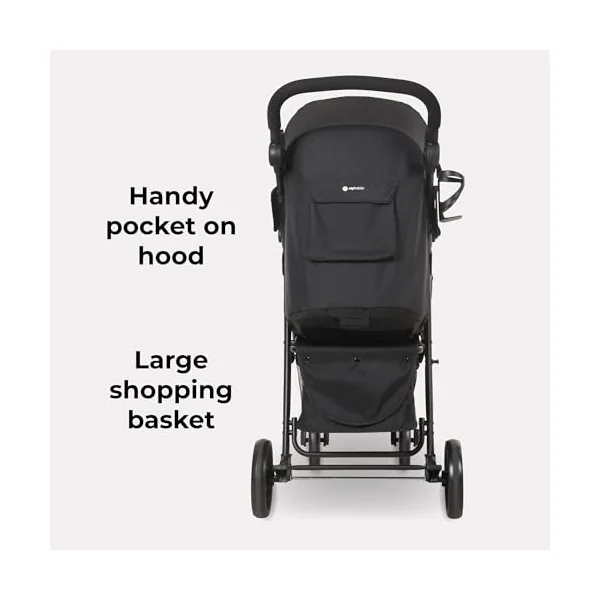 My Babiie MB30 Pushchair – from Birth to 4 Years (22kg), Easy Compact Fold, Large Shopping Basket, Adjustable Handle, Stroller Includes Cup Holder, Rain Cover – Black