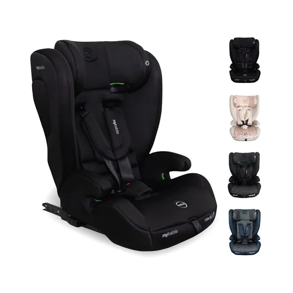 My Babiie MBCS75 Toddler to Booster R129 Child Car Seat - ISOFIX with Top Tether, Harness, 76-150cm (Approx. 9-36kg, 15 Months - 12 Years), i-Size, Group 1/2/3, Adjustable, Forward Facing - Black