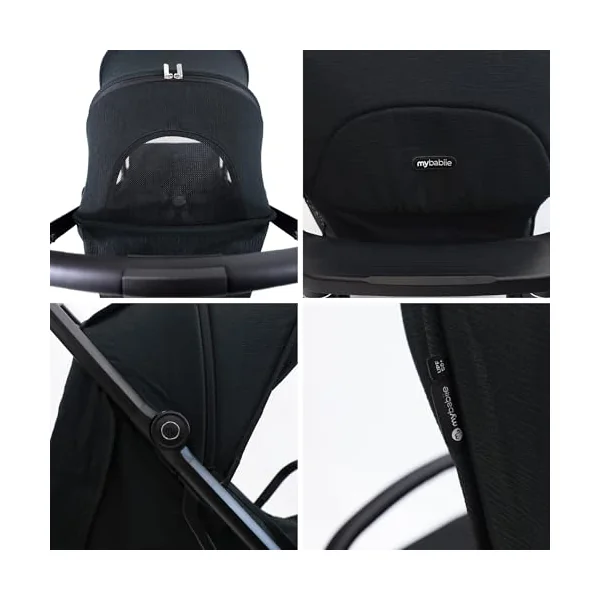 My Babiie MBX7 Autofold Stroller – from Birth to 4 Years (22kg), Foldable & Compact, Lightweight, Travel Buggy for Toddlers, Pushchair Includes Rain Cover - Black