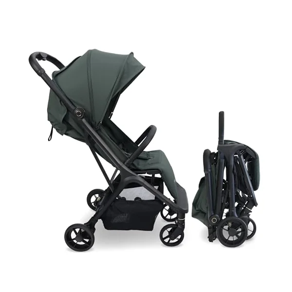 My Babiie MBX7 Autofold Stroller – from Birth to 4 Years (22kg), Foldable & Compact, Lightweight, Travel Buggy for Toddlers, Pushchair Includes Rain Cover - Forest Green
