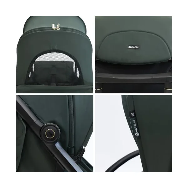 My Babiie MBX7 Autofold Stroller – from Birth to 4 Years (22kg), Foldable & Compact, Lightweight, Travel Buggy for Toddlers, Pushchair Includes Rain Cover - Forest Green