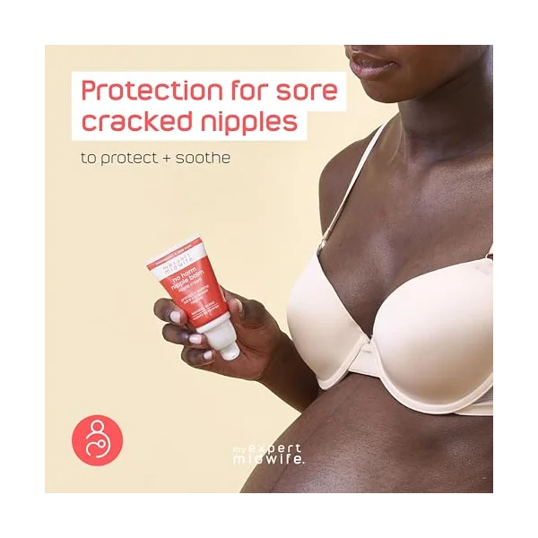 My Expert Midwife No Harm Nipple Balm, 100% Natural, medical grade Lanolin, fast relief, protection for sore cracked nipples. Moisturising, odourless, tasteless, breastfeeding Safe Nipple cream, 30ml