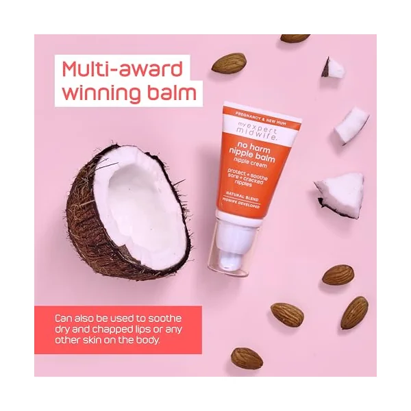 My Expert Midwife No Harm Nipple Balm, 100% Natural, medical grade Lanolin, fast relief, protection for sore cracked nipples. Moisturising, odourless, tasteless, breastfeeding Safe Nipple cream, 30ml