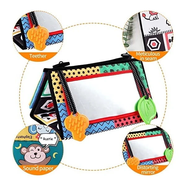 My Phoenix Tummy Time Activity Mirror Baby Tummy Time Toys, Tummy Time Pillow For Fine Motor Skills Development Black and White Sensory Travel Toys For Babies Infant Newborn Toys 0-6 Months Gifts
