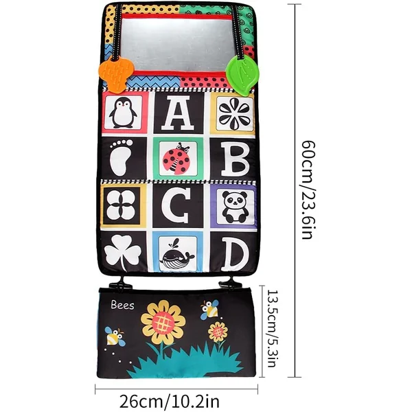 My Phoenix Tummy Time Activity Mirror Baby Tummy Time Toys, Tummy Time Pillow For Fine Motor Skills Development Black and White Sensory Travel Toys For Babies Infant Newborn Toys 0-6 Months Gifts