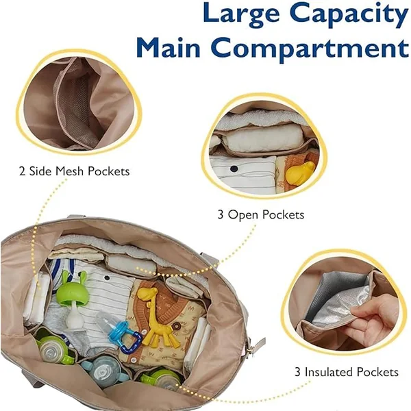 Nappy Diaper Tote Bag, Baby Changing Bags with Pacifier Case, Large Capacity Multifunctional Waterproof Mommy Shoulder Bag Maternity Tote, for Baby Changing Portable Travel