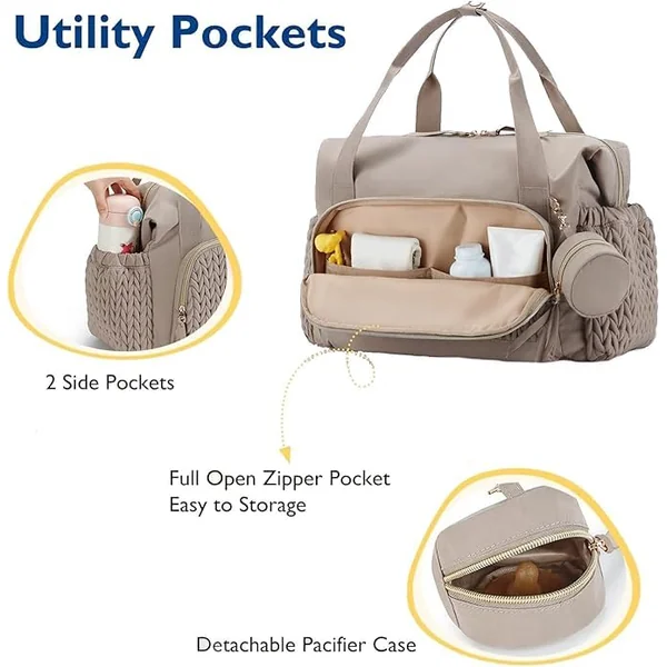 Nappy Diaper Tote Bag, Baby Changing Bags with Pacifier Case, Large Capacity Multifunctional Waterproof Mommy Shoulder Bag Maternity Tote, for Baby Changing Portable Travel