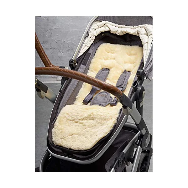 Naturally Sheepskins Merino Pram Liner – 100% Natural New Zealand Sheepskin with Cotton Backing, Universal Fit, Breathable, Temperature Regulating & Oeko-Tex Certified Baby Stroller Liner (Natural)