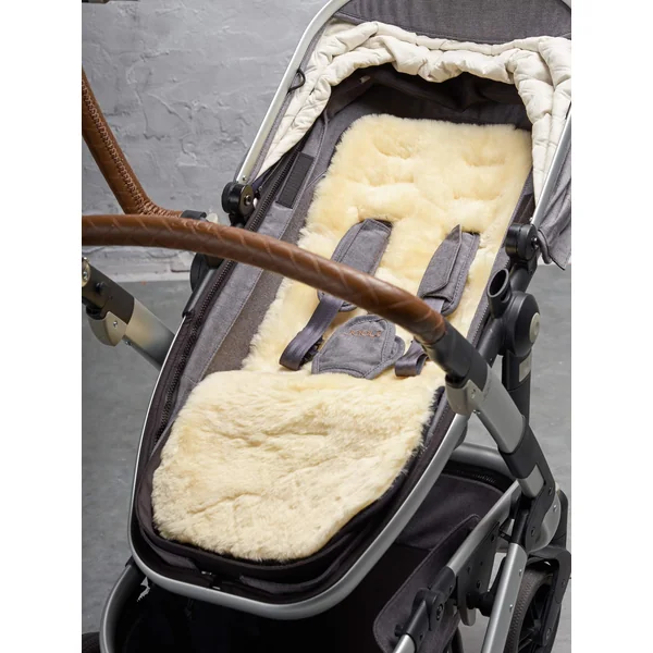 Naturally Sheepskins Merino Pram Liner – 100% Natural New Zealand Sheepskin with Cotton Backing, Universal Fit, Breathable, Temperature Regulating & Oeko-Tex Certified Baby Stroller Liner (Natural)