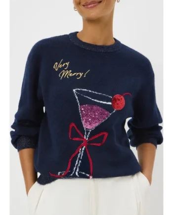 Navy Very Merry Cocktail Design Jumper