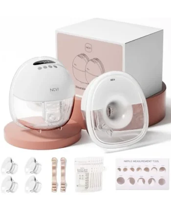 NCVI Hands Free Breast Pump, Wearable Portable Breast Pumps 4 Modes 9 Levels for Work, Travel & Night Use with LED Display, White