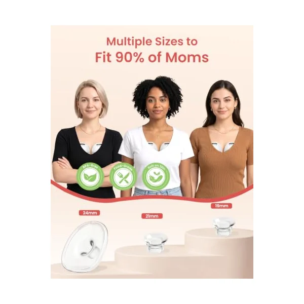 NCVI Hands Free Breast Pump, Wearable Portable Breast Pumps 4 Modes 9 Levels for Work, Travel & Night Use with LED Display, White