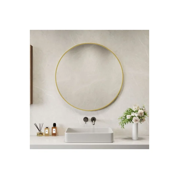 Neo Gold Round Metal Frame Wall Mirror