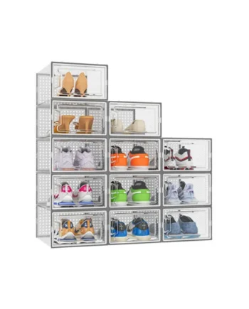 Neo Grey 12 pcs Transparent Large Shoe Storage Boxes