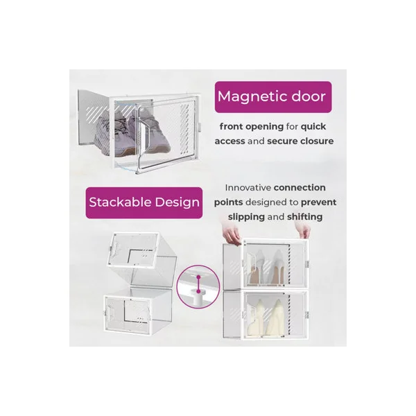 Neo White 12 pcs Transparent Large Shoe Storage Boxes
