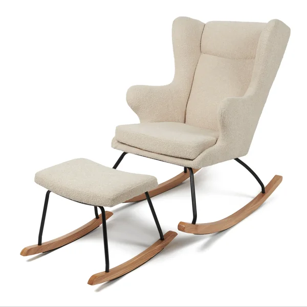 Nested Roma nursing chair and footstool - Natural boucle
