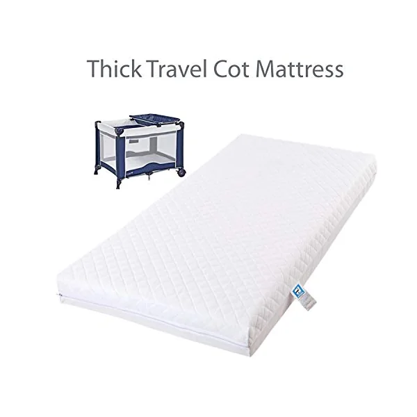 New Baby Travel Cot Foam/Mattress - Waterproof Cover | Extra Thick Quilted | Fits Most Graco/M&P Toddler Cots, Breathable | Anti Allergenic (120 x 60 x 7.5 cm)
