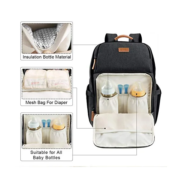 NEWHEY Baby Changing Backpacks Waterproof Large Capacity Multifunctional Travel Bag Backpack with 2 Stroller Straps for Mom and Dad