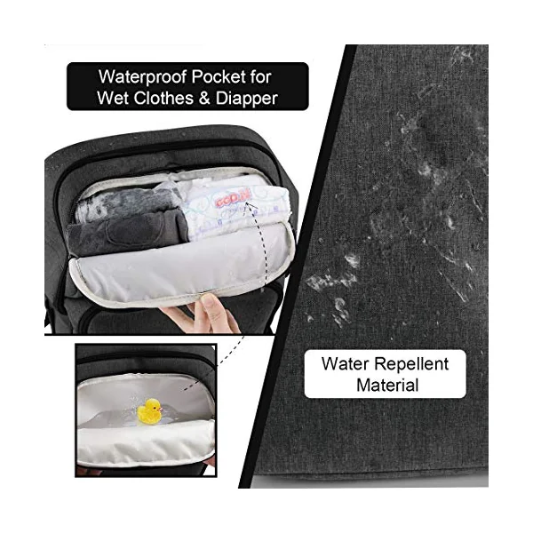 NEWHEY Baby Changing Backpacks Waterproof Large Capacity Multifunctional Travel Bag Backpack with 2 Stroller Straps for Mom and Dad
