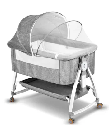 Next to Me Crib,3 in 1Baby Bedside Crib Foldable Baby Bed 6 Level Adjustable Bedside Bed Travel Cot with Storage Mosquito Net and Matress Included Portable Cribs for Newborn Infant