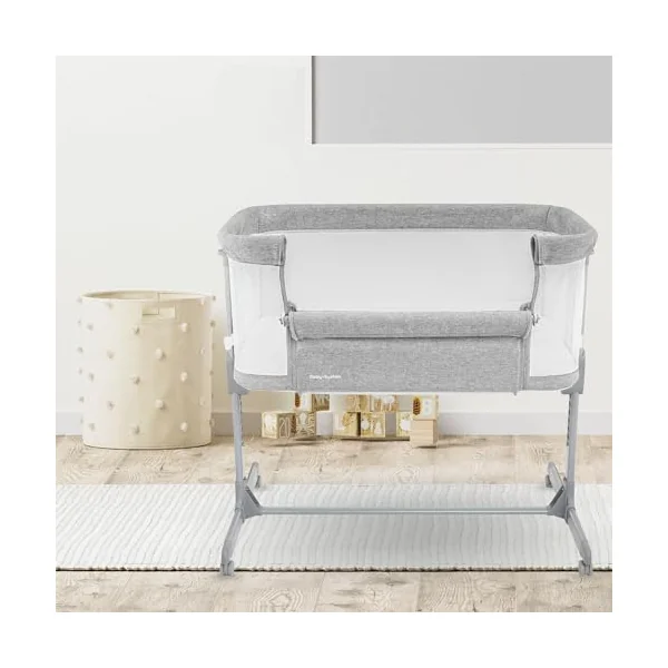 Next to me Crib 3 in 1 - Bedside Cots for Babies - Baby Bassinet with Breathable Mesh - Baby Cot with Mattress Included - 7 Height Levels - Wheels & Removable Side Panel - Suitable up to 9kg