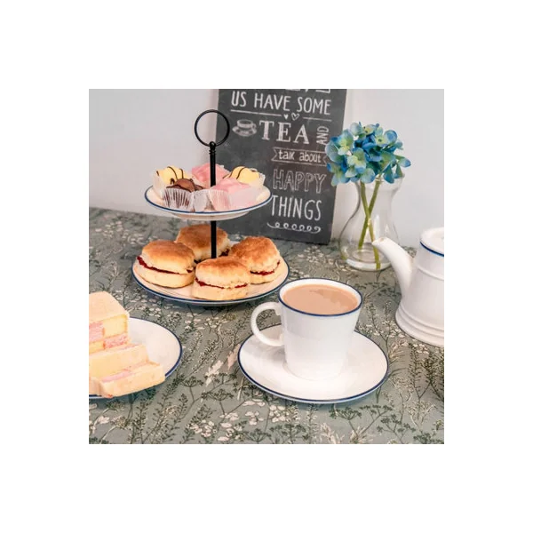 Nicola Spring 12pc Farmhouse Teacups & Saucers Set - 270ml Coffee Cup & Saucer Cappuccino Mugs Latte Drinking Mug Tea Plates