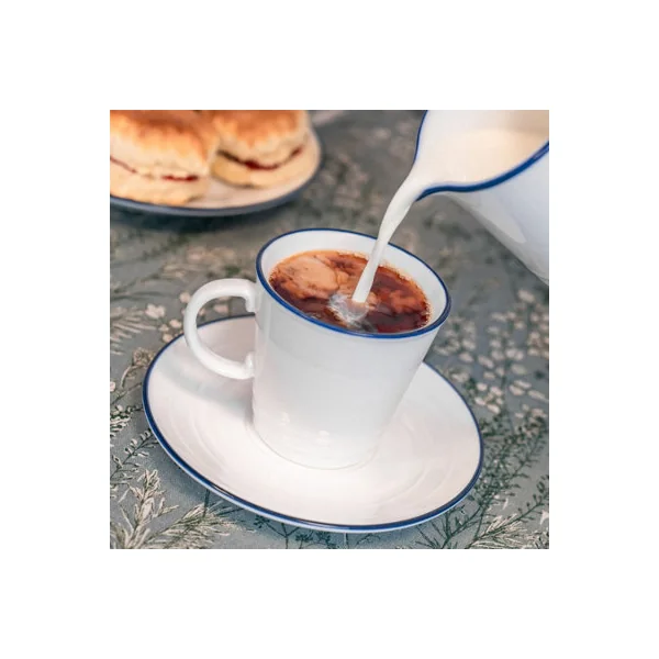 Nicola Spring 12pc Farmhouse Teacups & Saucers Set - 270ml Coffee Cup & Saucer Cappuccino Mugs Latte Drinking Mug Tea Plates