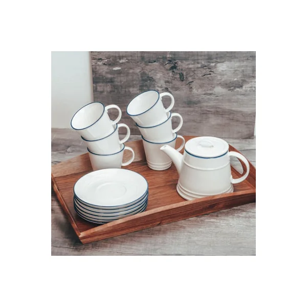 Nicola Spring 12pc Farmhouse Teacups & Saucers Set - 270ml Coffee Cup & Saucer Cappuccino Mugs Latte Drinking Mug Tea Plates