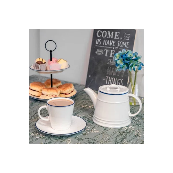 Nicola Spring 12pc Farmhouse Teacups & Saucers Set - 270ml Coffee Cup & Saucer Cappuccino Mugs Latte Drinking Mug Tea Plates